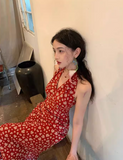 Ndyad Retro Floral Sleeveless Halter Dress HZ1024