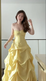 Ndyad Ball Gown Sweetheart Neck Taffeta Yellow Quinceanera Dress Sweet 16 Dress HZ1024