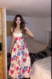 Ndyad Strap A-Line Floral Long Prom Dresses Fairy Birthday Dresses HZ1024