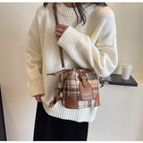 Ndyad woolen plaid crossbody bucket bag HZ1024