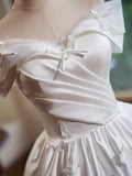 Ndyad Off Shoulder Satin White Short Prom Dress, White Homecoming Dress HZ1024