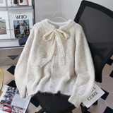 Ndyad lace lace-up thickened soft knitted cardigan HZ1024