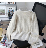Ndyad lace lace-up thickened soft knitted cardigan HZ1024