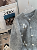 Ndyad Style Round Neck Embroidered Knitted Cardigan Sweater HZ1024