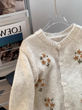 Ndyad Style Round Neck Embroidered Knitted Cardigan Sweater HZ1024