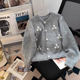 Ndyad Style Round Neck Embroidered Knitted Cardigan Sweater HZ1024