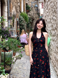 Ndyad Tea Break Black Print Halter Dress HZ1024