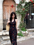 Ndyad Tea Break Black Print Halter Dress HZ1024