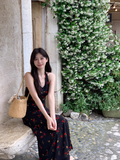 Ndyad Tea Break Black Print Halter Dress HZ1024