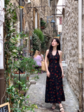Ndyad Tea Break Black Print Halter Dress HZ1024