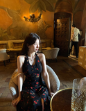 Ndyad Tea Break Black Print Halter Dress HZ1024