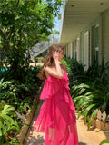 Ndyad holiday chiffon ruffled suspender dress HZ1024
