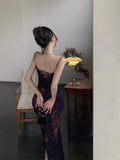 Ndyad backless printed lace suspender hip skirt HZ1024