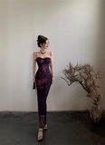 Ndyad backless printed lace suspender hip skirt HZ1024