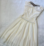 Ndyad A-line Chiffon Short Prom Dresses, White Homecoming Dresses, Strapless Birthday Dresses HZ1024