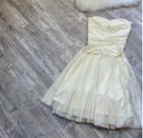 Ndyad A-line Chiffon Short Prom Dresses, White Homecoming Dresses, Strapless Birthday Dresses HZ1024