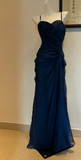 Ndyad Sweetheart Sheath Chiffon Long Prom Dresses, Navy Blue Formal Evening Dresses HZ1024