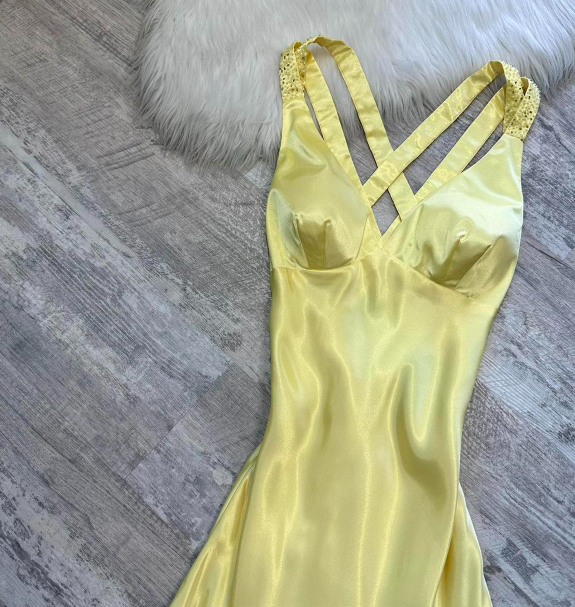 Ndyad A-Line Yellow Formal Dresses, V Neck A-Line Long Guest Dresses, Open Back Evening Gowns HZ1024
