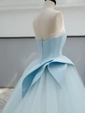 Ndyad Satin Tulle Blue Long Prom Dress, Blue Long Formal Dress HZ1024