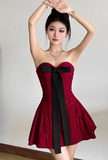 Ndyad Birthday Dresses Strapless Hoco Dresses Burgundy Short New Year's Evening Dresses HZ1024