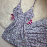 Ndyad Sheath Purple Formal Dresses V-neck Prom Dresses Chiffon Sequins Open Back Evening Gowns HZ1024
