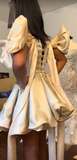 Ndyad A-Line Birthday Dresses Satin Sweetheart Neck Short Prom Dresses Off-White Homecoming Dresses HZ1024