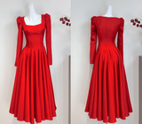 Ndyad A-Line Formal Dresses Burgundy Birthday Dresses Long Sleeves Guest Dresses HZ1024