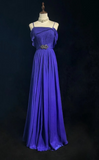 Ndyad Sheath Royal Blue Formal Dresses Spaghetti Straps Guest Dresses Chiffon Long Prom Dresses HZ1024