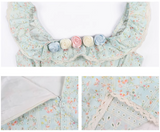 Ndyad tea break gentle floral small flying sleeve square neck dress HZ1024