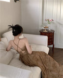Ndyad A-line halter neck suspender V-neck backless dress HZ1024