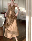 Ndyad A-line halter neck suspender V-neck backless dress HZ1024