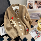 Ndyad Style Heart Rabbit Cardigan Sweater HZ1024
