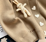 Ndyad Style Heart Rabbit Cardigan Sweater HZ1024