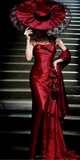Ndyad Spaghetti Strap Sheath Burgundy Long Prom Dresses Satin Burgundy Evening Dresses HZ1024