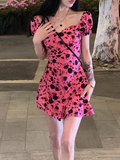 Ndyad retro sweet backless pink floral dress HZ1024