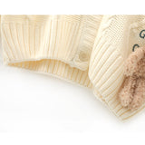 Ndyad style three-dimensional bear hooded knitted cardigan HZ1024