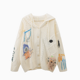 Ndyad style three-dimensional bear hooded knitted cardigan HZ1024