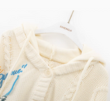 Ndyad style three-dimensional bear hooded knitted cardigan HZ1024