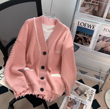 Ndyad style soft V-neck thickened cardigan sweater HZ1024