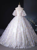 Ndyad Sweetheart Neck Tulle Lace Light Purple Long Prom Dress HZ1024