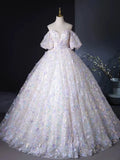 Ndyad Sweetheart Neck Tulle Lace Light Purple Long Prom Dress HZ1024