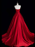 Ndyad A-Line Satin burgundy Long Prom Dress, Burgundy Long Formal Dress HZ1024