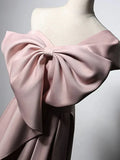 Ndyad Satin Pink Long Prom Dress, Pink Long Formal Dress HZ1024