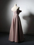 Ndyad Satin Pink Long Prom Dress, Pink Long Formal Dress HZ1024