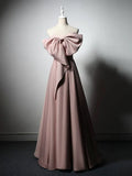 Ndyad Satin Pink Long Prom Dress, Pink Long Formal Dress HZ1024