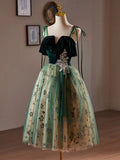 Ndyad Tulle Lace Sequin Green Short Prom Dress, Green Homecoming Dress HZ1024