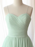 Ndyad Sweetheart Neck Chiffon Green Short Prom Dress, Green Homecoming Dress HZ1024