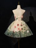 Ndyad 3D Flower Tulle Short Prom Dress, Cute Champagne Homecoming Dress HZ1024