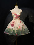 Ndyad 3D Flower Tulle Short Prom Dress, Cute Champagne Homecoming Dress HZ1024