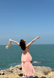 Ndyad A-line V-Neck Suspender Long Beach Dress Holiday Style Summer Fashion Dress HZ1024